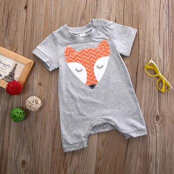 Unisex Copil Nou-născut Băieți și Fete desene animate Drăguț Fox Scurt mâneci Romper Salopeta Body Bumbac Tinutele 0-24M