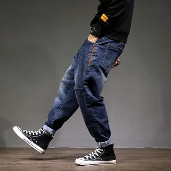 Moda Harem Blugi Hiphop Barbati Casual Pantaloni Din Denim Japonez Streetwear Joggeri Largi Largi Pantaloni Hip Hop Haine De Sex Masculin