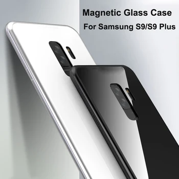 Magnetice De Adsorbție Caz De Telefon Pentru Samsung Galaxy S8 S9 Plus Nota 9 8 Metal Magnet Ecran Protector Din Sticla Temperata Flip Cover