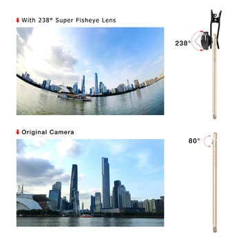 APEXEL Telefon Mobil Obiectiv 238 gradul super fisheye, 0,2 X obiectiv cu unghi Larg cu spate de caz și clip pentru iPhone 6 6s plus 7