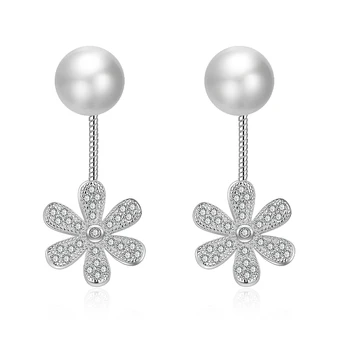 Autentic 925 Sterling Silver Pearl Dragoste Floare Cercei Stud Pentru Femei de Moda Bijuterii de Înaltă Calitate Berloque Brinco de prata