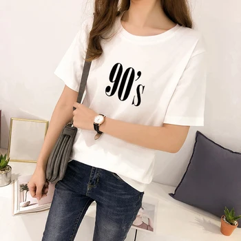 2021 Elegant coreeană Fată Școală Tricou de Moda 90 de Imprimare Femei T-shirt Harajuku Casual Plus Dimensiune Streetwear Potrives Tricouri