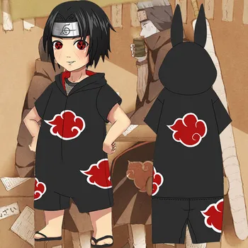 2020 nou Naruto Anime cosplay Akatsuki Uchiha Itach Adult pijamale flanel Halat de baie cu Gluga pijamale ureche de Iepure onesies Costum