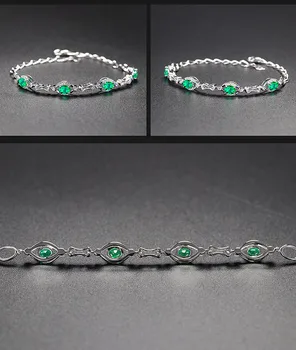 Cristal verde smarald, pietre pretioase, diamante, bratari de lanț pentru femei de aur alb culoare argintie bijuterii bijoux moda bague cadouri