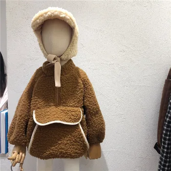 2020 haine de iarnă pentru băieți și fete de ceară moale de lână de miel haina copil mare buzunar pulover simt bine