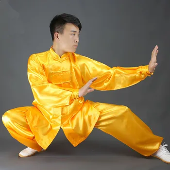 USHINE HX11 alb negru galben TaiChi performanță haine cu maneca lunga-KungFu uniformă Wushu TaiChi uniforme Copii, Barbat, Femeie