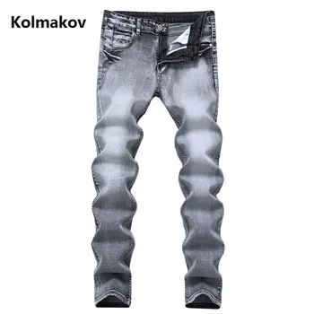 2020 primăvară blugi barbati de Moda gri Drept Designer Denim Skinny Jeans mens bumbac pentru bărbați Pantaloni dimensiune 28-42