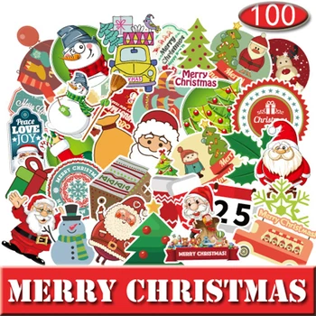 100buc / set Vesel de Crăciun Autocolante Strada Doodle Autocolant Stabilit pentru Ziua de Crăciun Impermeabil din PVC Autocolant