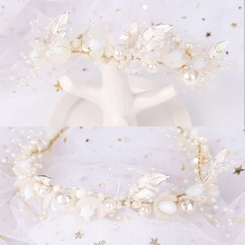 QIANAO margele de Cristal coroană de flori Mireasa, Diadema Caciula de Flori de Tiare și Copil printesa de Păr Bijuterii perla articole pentru acoperirea capului