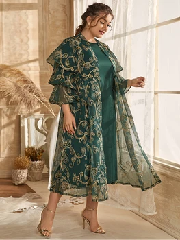 2021 Abaya Timp De Primăvară Femei Doamnelor Rochii Maneca Fluture Mare Plus Dimensiune Moda Eșarfe Elegante Midi Rochie De Petrecere