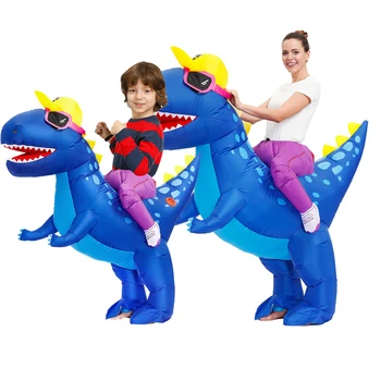 Noi Purim Dinozaur Gonflabil Costume de Halloween Cosplay Costum Albastru T-rex Mascota Partidului Rol Disfraz pentru Adult Copii