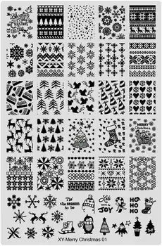6pcs/Set Crăciun serie Unghiilor Stamping Plăci de Zăpadă Imagine din Oțel Inoxidabil Nail Art Manichiura Modele pentru Decoratiuni Unghii