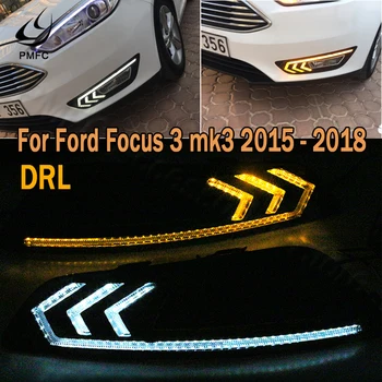 PMFC 2 buc Semnalizare LED-uri Auto DRL Daytime Running Light Lampa de Ceață Reglaj Stil Releu Pentru Ford Focus 3 mk3 2016 2017 2018