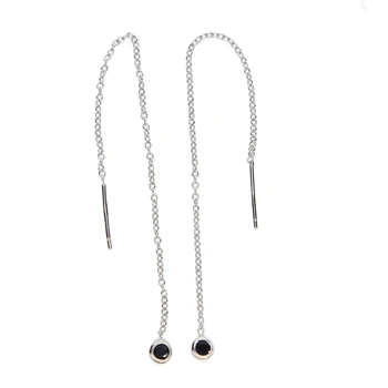 Argint 925 anti alergie negru cz triunghi star farmecul argint lanț delicat clasic femei fata lanț tassel earring