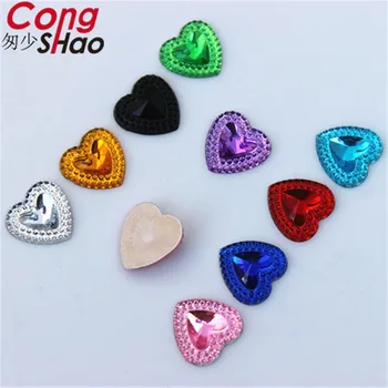 Cong Shao 300pcs 12mm Flatback în Formă de Inimă Acrilic Rhinestone pietre și cristale Pentru nunta DIY Accesorii rochie CS456