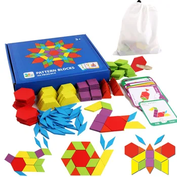 155pcs Lemn Jigsaw Puzzle Set de Bord Colorat Copilul Montessori Jucarii Educative pentru Copii de Învățare Dezvoltarea Jucărie Cadouri