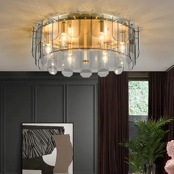 LED Lumina Plafon de Fum/Sticlă brună Postmodern Simplu Panou de Lampă Pentru Camera de zi Dormitor Bucatarie Interior Deco Corpuri Rotunde E14