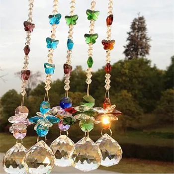 5pcs mixcolors Ghirlanda Chakra Spectrele Suncatcher Cristale de Sticla pentru candelabru părți nunta de cristal agățat picături de decor