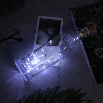 LED Sticla de Vin Lumini 2M 20LEDs Plută Formă de Sârmă de Argint Colorate Mini Șir de Lumini pentru Interior Nuntă în aer liber Lumini de Crăciun