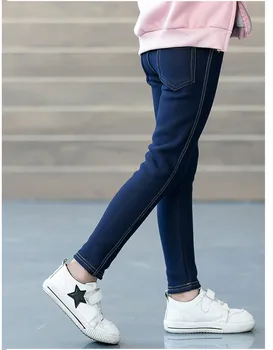 Toamna Și Iarna, Pantaloni Haine de Iarnă Plushed Fata e Mic Picior Pantaloni pentru Copii de vârstă Mijlocie pentru Copii Blugi Stil coreean