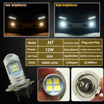 H7 LED-uri de Gheață Becuri Auto far de Ceata Lampa IP65 Alb 6000K Pentru Mercedes Benz W202 W220 W204 W203 W210 W124 W211 W222 W164