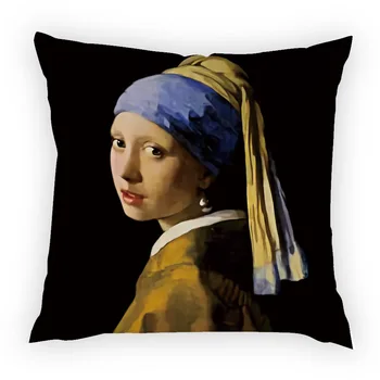 Art Decor Pernele de Acoperire 45*45cm cafenea, Hotel, Birou de Pernă Johannes Vermeer Artă Pictură în Ulei Perla Fata