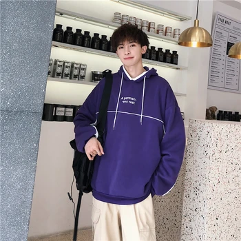 Contrastul de Culoare Hanorace pentru Barbati Haine de Toamna Scrisoarea Imprimate Tricou Vrac se Potrivi Topuri cu Moda coreeană Supradimensionate Streetwear