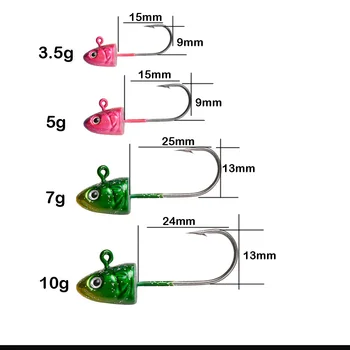 5Pcs Duce Cârlig de Pescuit 3.5 g/5g/7g/10g Puternic Colorat de Pește Cap Jig Pentru Vierme Moale Atrage Biban de Bas de Pescuit la Crap Accesorii