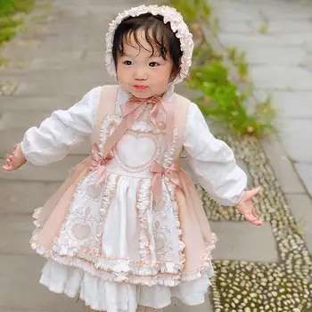 3Pcs Fetita de Epocă Spania Rochie Copii Royal Lolita Printesa Rochii de Toamna Copilul Fete Ziua de nastere de Botez de Craciun Rochii