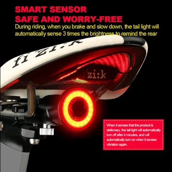 Inteligent de Frânare Inducție Senzor Stopuri Mountain Bike Lumini Auto Start/Stop Impermeabil USB de Încărcare ciclism Stop Bicicleta