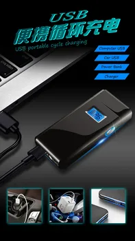 USB de încărcare personalitate creatoare bricheta dual-arc windproof puls LCD ecran display numărul de utilizări mai ușoare