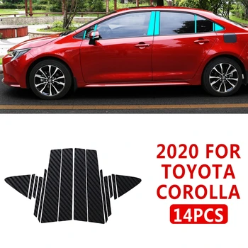 Pcmos Fibra de Carbon Sticker Auto Geam a,B,C Pilon Oglindă Placă de Turnare Garnitura Pentru Toyota Corolla 2020 14PCS Crom Styling Nou
