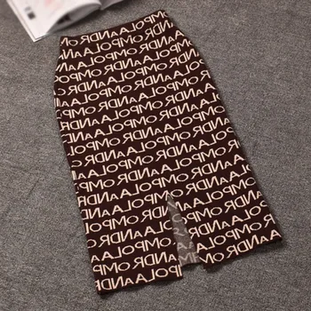 Femeile Scrisori De Imprimare Split Fusta Fusta Tricotate Femei Toamna Iarna Secțiunea Lung Talie Mare Sac De Șold