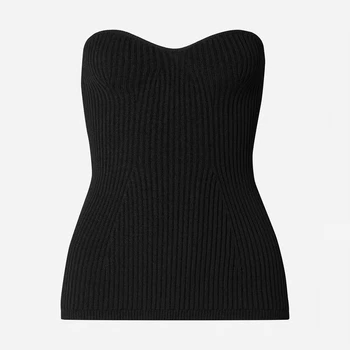 GALCAUR Albe Tricotate Pe Umăr Sexy Vesta Pentru Femei Strapless Casual Slim Veste de sex Feminin de Vară de Moda Haine Noi 2020