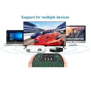 Spaniolă i8 tastatura mini 3 color cu iluminare din spate i8+ baterie de litiu de fundal Telecomanda Air Mouse-ul Touchpad-ul Portabil TV BOX Laptop