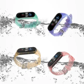 Sclipici Curea Silicon Watchband pentru Xiaomi Mi band 4 5 Inteligent Ceas Sport rezistent la apa Înlocuire brățară Brățară Accesorii