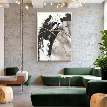 En-gros de 3 bucati combinație Manual pictura in ulei abstract textura alb-negru de perete peisaj decoartion pentru camera de zi