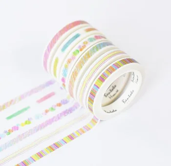 6 buc Creion Seria Slim Washi Tape Set 7mm de Hârtie Adeziv Decor de Mascare Benzi Autocolante DIY Acasă Album Jurnal de Papetărie F934