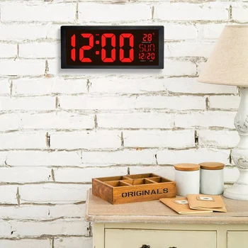Mare Sn Electronic De Mare Ceas De Perete Desktop Led-Uri Digitale Ceas Calendar Termometru Lumina Zilei De Economisire De Bucătărie, Ceas Murală Ue