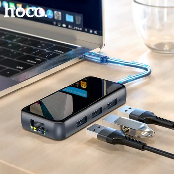 HOCO C HUB USB Tip C la Multi HUB USB 3.0 Adapter, USB Splitter pentru MacBook Pro iMacPC 3 Doc RJ45 Port Splitter Tip C HUB