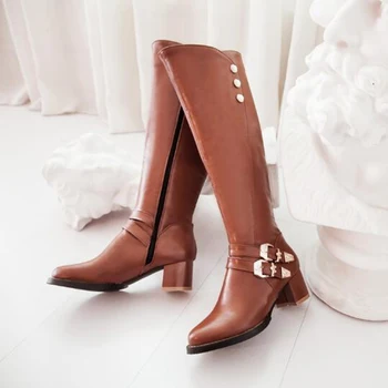 COVOYYAR 2019 Iarnă Cizme pentru Femei cu Toc Caldă Femei Cizme Scurte de Pluș Perla Catarama Botine Pantofi Femei Negri WBS2130