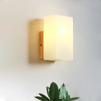 Japoneze Lemn Lampă de Perete Aplicatiile Murale Interieur de Interior, Corpuri de iluminat din Sticlă Nordic Tranșee Led Lumini de Perete din Lemn E27