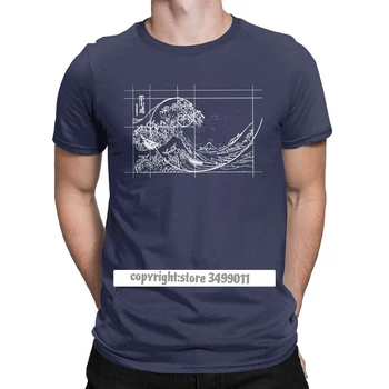 Hokusai Întâlnește lui Fibonacci Raportul de Aur pentru Bărbați Tricou Matematica Tehnice Geek Casual Tricouri Gât Topuri Tricouri Topuri