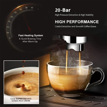 Aparat de Cafea Espresso Inox Semi-Automate de Expresso,cafe Pulbere de cafea Espresso, Cappuccino, Smart Touch Control