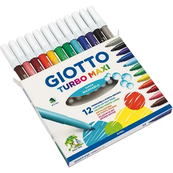 Giotto Turbo Maxi Simțit-Vârf Pixuri Pix Pachet de 12 Dimensiune Jumbo Multicolor Vopsea de Artă Școală de Desen Imagine de Desen de Cerneală