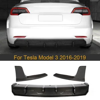 De Înaltă Calitate, Bara Spate Difuzor De Buze Repartitoare Pentru Tesla Model 3 2016 - 2019 Difuzor Spate De Buze Cu Separatori Din Fibra De Carbon