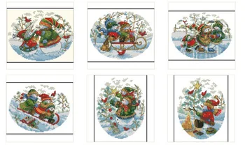 Calitate De Top Minunat Numărat Goblen Kit Om De Zăpadă, Oameni De Zăpadă Ornament Pentru Pomul De Crăciun Om De Zăpadă Sanie Dim 0882