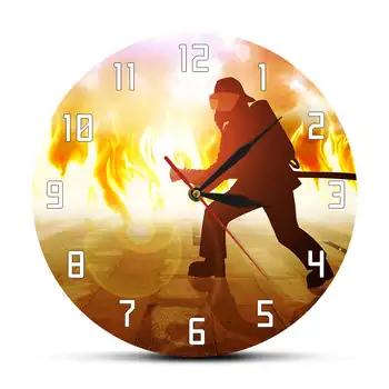 Pompierilor Pentru Stingerea Unui Incendiu Ceas Personalizat Cheamă Datoria Pompieri În Flăcări Textul Personalizat, Modern Ceas De Perete Fire Dept Decor De Birou