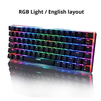 Ajazz ak33 mecanică de joc tastatură cu fir rusă / engleză layout RGB lumina de fundal de culoare 82 cheia conflictului gratuit de calculator notebook-mi