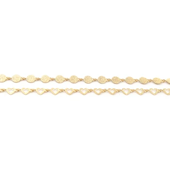 Doreen Caseta Lanț de Cupru Constatările Inima si Rotund Placat cu Aur Lanturi DIY Colier 11x6mm, 1 M